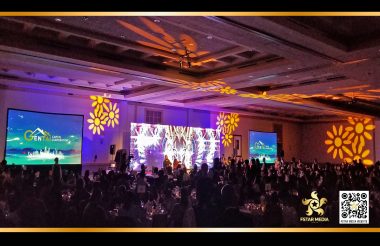 聚星传媒 景泰年会 LED大屏幕 双投影侧屏幕 舞台效果 摇头灯 音响 内容设计 视频录制