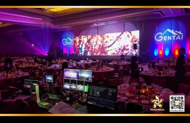 聚星传媒 景泰年会 LED大屏幕 双投影侧屏幕 舞台效果 摇头灯 音响 内容设计 视频录制